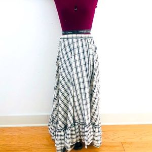 White plaid maxi skirt